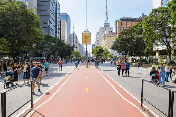 Sao Paulo Brazilië November 2019 Paulista Laan Zondag Open Voor — Stockfoto