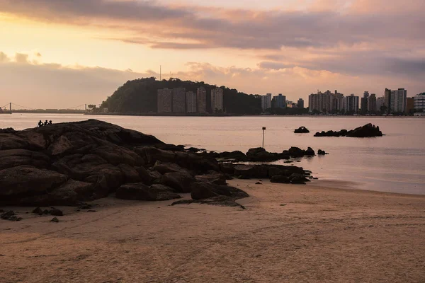 Sunset egy strandon Sao Vicente Sp Brazília — Stock Fotó