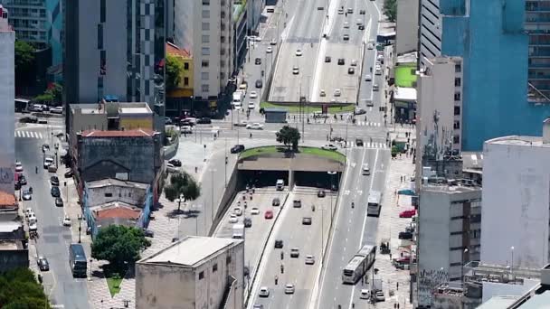 Prestes Maia avenue, Sao Paulo Sp Brezilya — Stok video