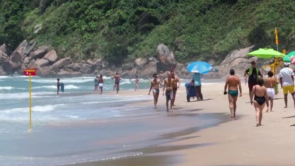 Lidé na pláži Praia do Tombo — Stock video