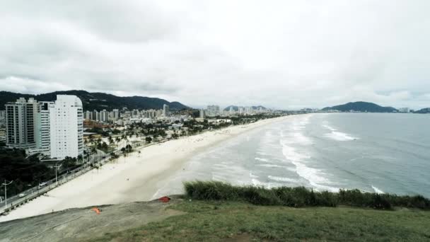 Letecký Pohled Praia Enseada Cove Beach Angličtině Guaruja Brazílie Pláž — Stock video