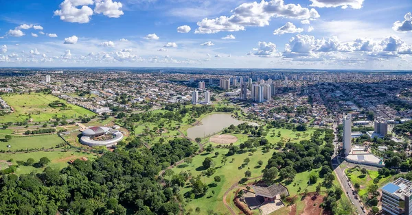 Vista Aérea Panorâmica Cidade Campo Grande Brasil Parque Das Nações — Fotografia de Stock