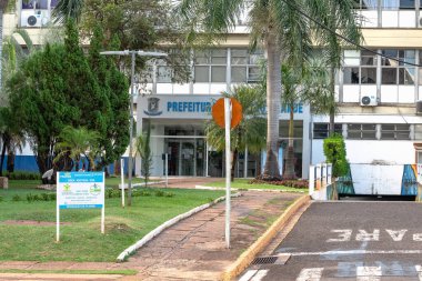 Campo Grande - MS, Brazil - 30 Mart 2020 Campo Grande MS ilinin binasının ön cephesi.