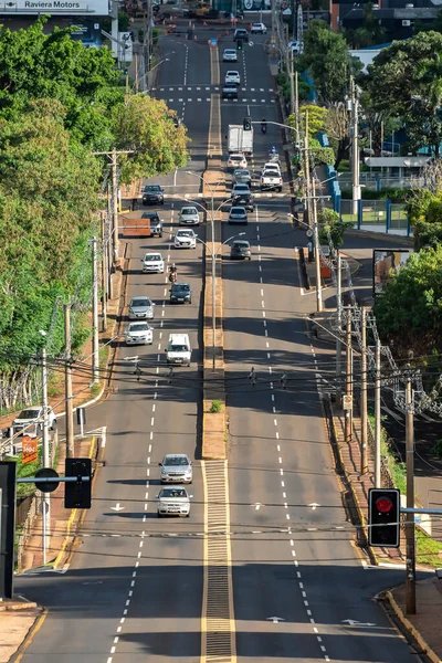 Campo Grande Brasil Marzo 2020 Bajo Tráfico Automóviles Lunes Avenida — Foto de Stock