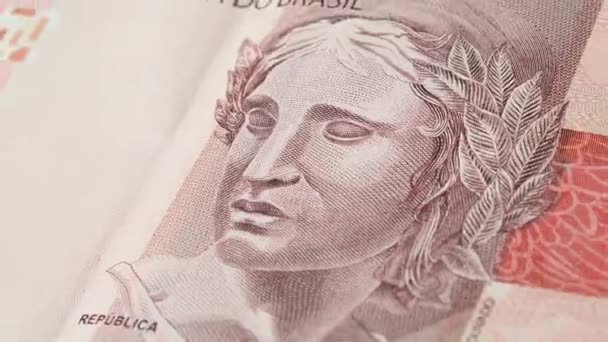 Moeda Brasileira Brasil Brl Notas Bancárias 100 Reais Dinheiro Brasil — Vídeo de Stock
