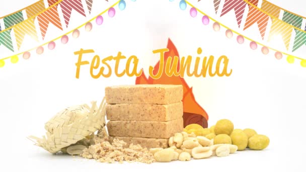 Brazil Festa Junina Junine Párt Tipikus Mogyorós Cukorka Mogyorós Rágcsálnivaló — Stock videók