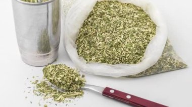 Terere içkisi. Güney Amerika 'nın tipik soğuk içeceği. Soğuk suyun üzerindeki mat bitkisinin infüzyonuyla yapıldı. Eş bitkisi - Ilex paraguariensis otu.