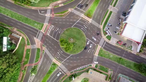Traffic Cars Roundabout Time Lapse Video Mato Grosso Avenue Campo — Stock Video