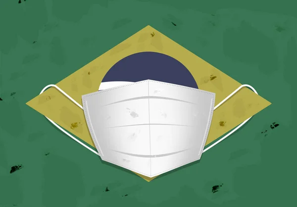 Иллюстрация Изношенного Бразильского Флага Хирургической Маске Лица Понятие Последствий Коронавируса — стоковое фото