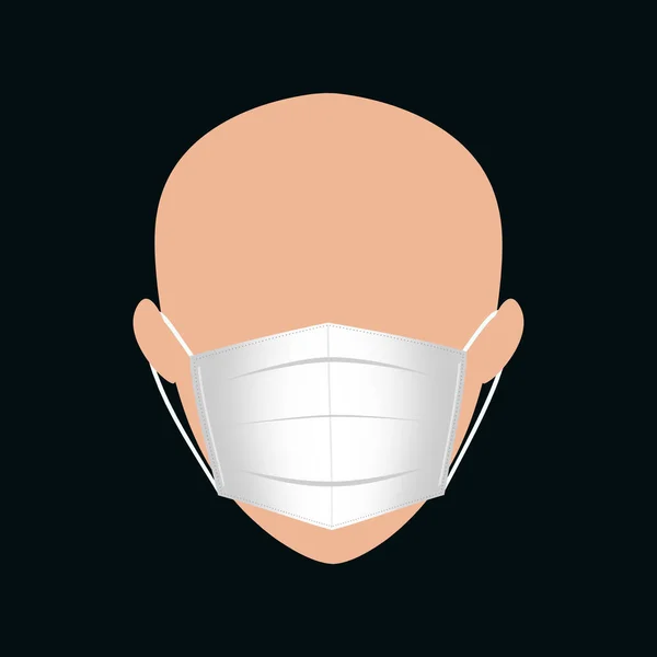 一个头戴外科口罩的人的头像 以防止空气疾病 防毒面罩 简易平面设计 Coronavirus Covid 19的预防概念 — 图库照片