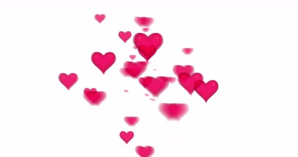 Animation de transition d'une tornade faite avec des cœurs se déplaçant rapidement à l'écran. Concept de fête des amants, mariage, fête des mères et des pères ou Saint-Valentin. Alpha .