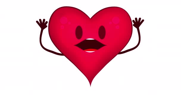 Анимация Сердца Выражением Удивления Отчаяния Иллюстрированный Анимированный Характер Сердца Открытым — стоковое видео