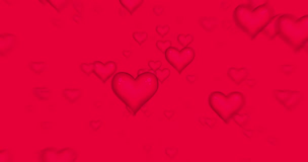 Animation de cœurs se déplaçant aléatoirement à l'écran. Concept de fête des amants, mariage, fête des mères et des pères ou Saint-Valentin. Alpha .