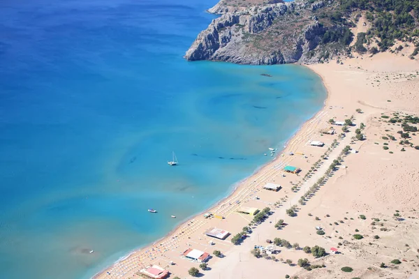 Playa Tsambika Una Hermosa Vista Desde Monasterio Tsambika Rodas Grecia — Foto de Stock