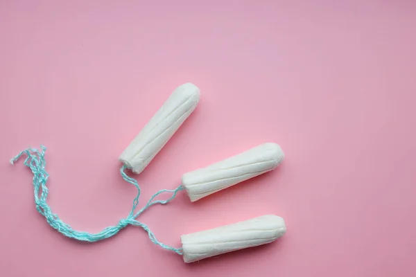 Tampons Médicaux Féminins Sur Fond Rose Tampon Blanc Pour Femmes — Photo