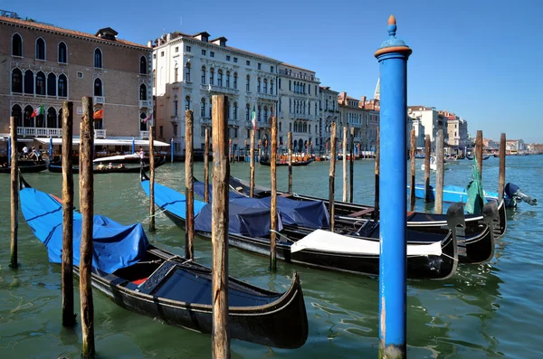 Венеция, Гондолы над Большим каналом — стоковое фото