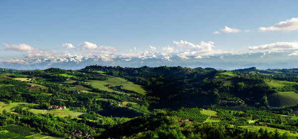 vineyards and hills of langhe panorama
