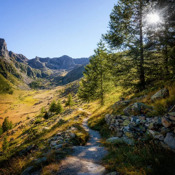 mountain path at sunset