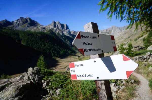 Mountain path signboards