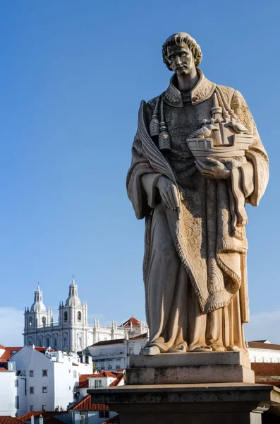 São Vicente Estátua Miraduro Santa Luzia Ponto Vista Famoso Lisboa — Fotografia de Stock