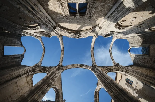 Ruines Ancien Couvent Carmo Lisbonne Portugal Église Sans Toit Ouverte — Photo