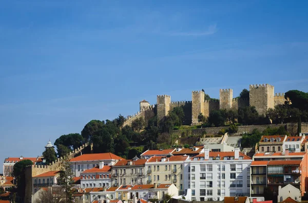 Vista Del Castillo Sao Jorge Monumento Lisboa Porgugal Con Cielo — Foto de Stock