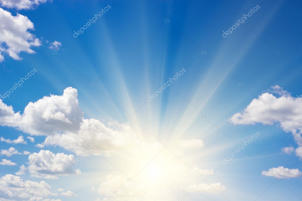 Beautiful sky with clouds and sun