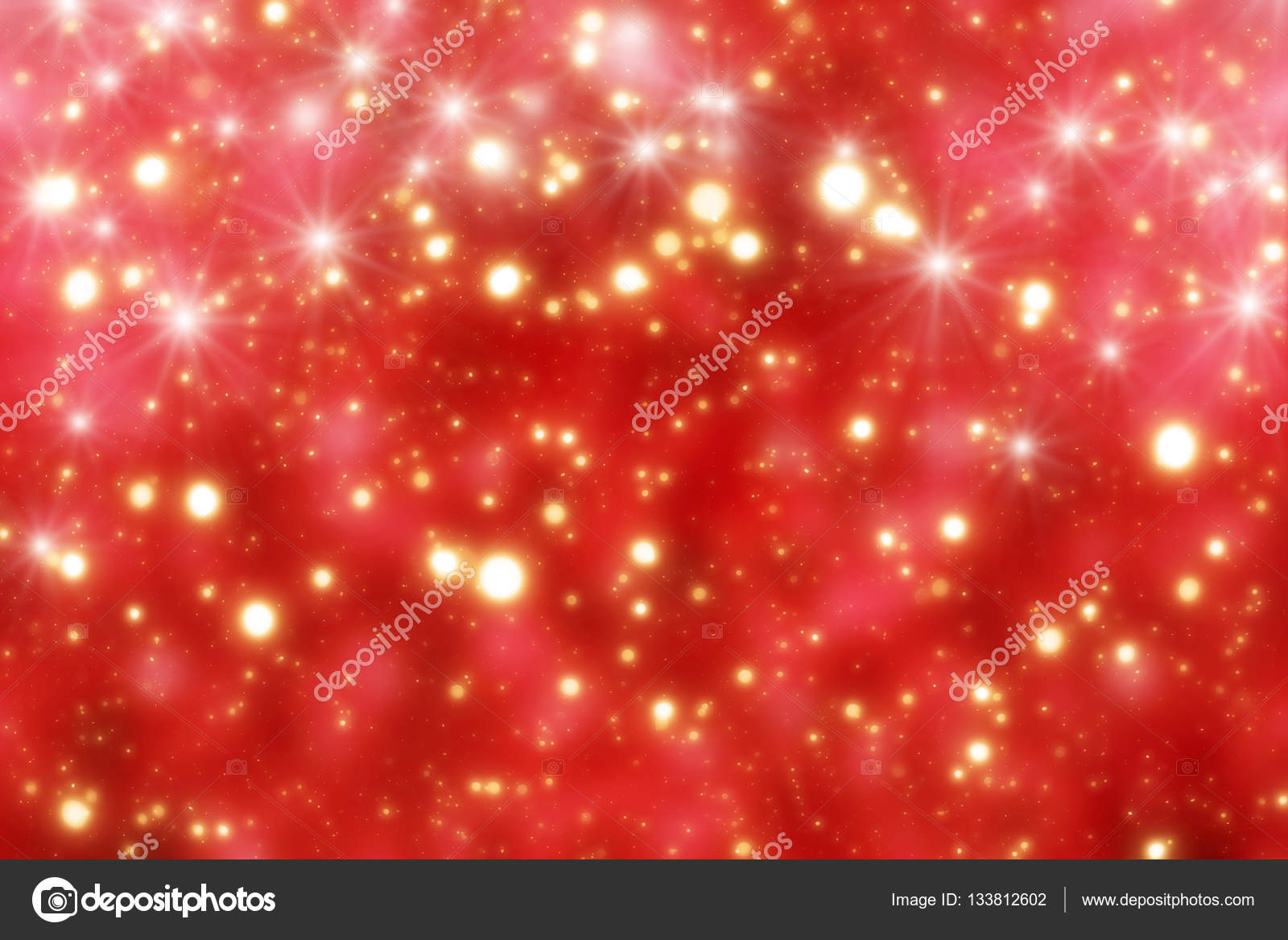 Merry Christmas Red Background With Golden Bokeh Or Glitter Lights Gold Defocused Particles Stock Photo By C Vakhitovstock