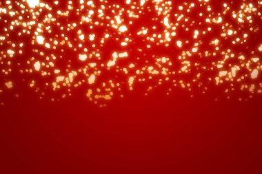 Altın bokeh veya kırmızı zemin üzerine parçacıklar. Mutlu Noeller