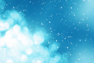 Sihirli Noel mavi arka plan. Koyu zemin üzerinde bokeh veya parlak ışık