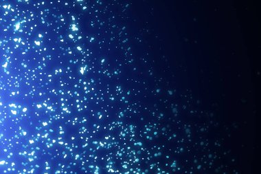 Sihirli Noel mavi arka plan. Koyu zemin üzerinde bokeh veya parlak ışık