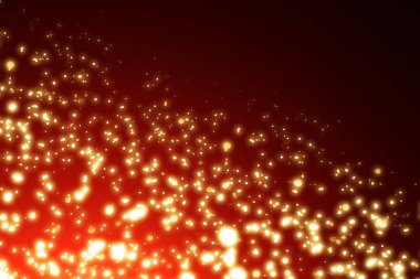 Altın daire glitter veya bokeh ışık ile kırmızı Noel arka plan. Yuvarlak ufuk parçacıklar