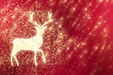 Altın daire glitter veya bokeh ışık ile kırmızı Noel arka plan. Yuvarlak ufuk parçacıklar