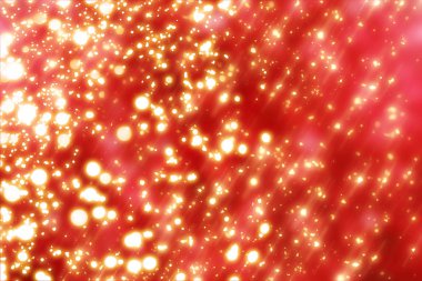 Altın daire glitter veya bokeh ışık ile kırmızı Noel arka plan. Yuvarlak ufuk parçacıklar