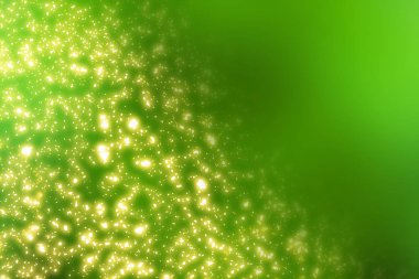 Altın glitter bokeh ışıkları ile yeşil şenlikli arka plan