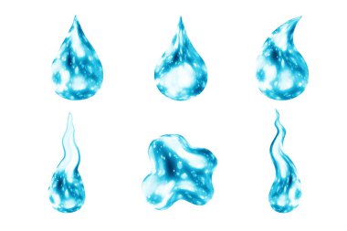 Şeffaf set üzerinde izole beyaz arka plan mavi su damlaları 
