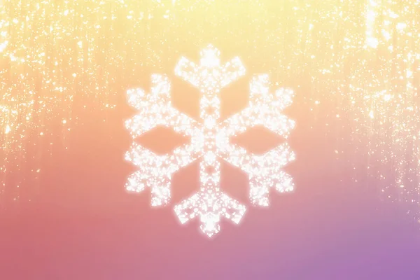 Snöflinga på jul bakgrund med gyllene glitter ljus och bokeh — Stockfoto
