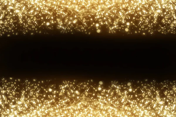 Luzes douradas brilho quadro isolado no fundo preto — Fotografia de Stock