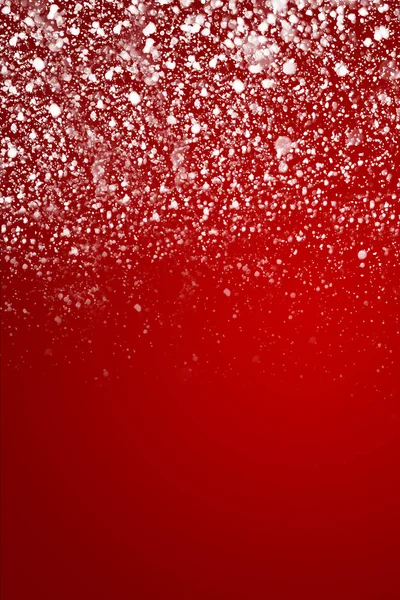 Plantilla de tarjeta Feliz Navidad. Nieve cayendo sobre fondo rojo — Foto de Stock