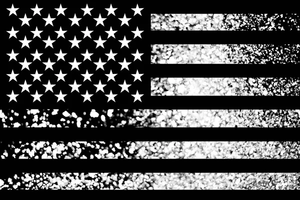 Bandera inusual de USA. Nieve aislada sobre fondo negro. Plantilla — Foto de Stock