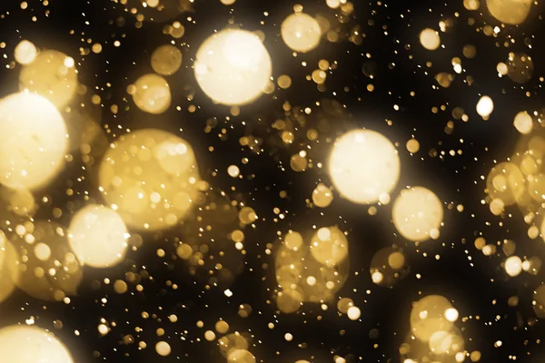 Luces doradas sobre fondo negro. Plantilla de Navidad — Foto de Stock