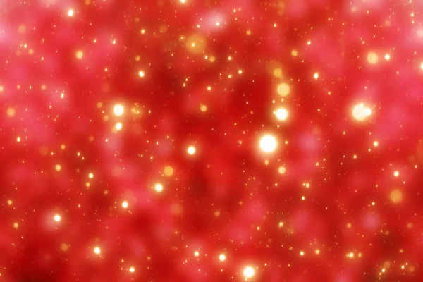 赤黄金色の輝きやボケ味のライトとクリスマスの背景。ラウンド多重粒子 — ストック写真