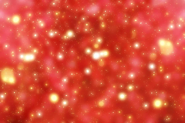 黄金色のボケ味やキラキラのライトと赤のクリスマス背景。ゴールドの丸い粒子 — ストック写真