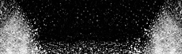 Christmas snow isolerade på svart. Panoramautsikt bakgrund - designelement — Stockfoto