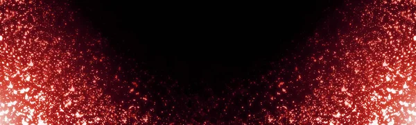 붉은 입자 또는 bokeh 빛입니다. 빈티지 크리스마스 축제 배경입니다. 파노라마 뷰 — 스톡 사진