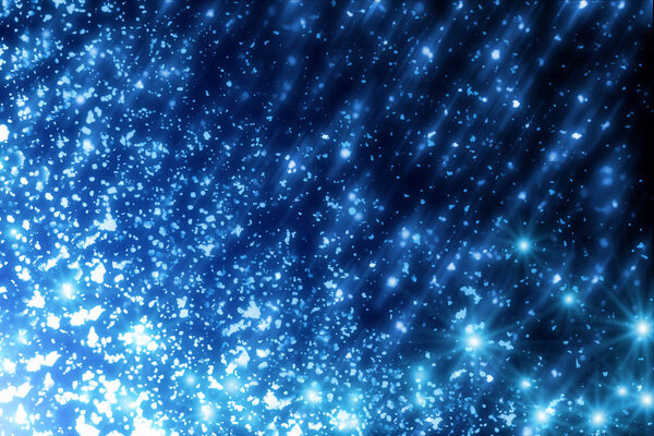 Winter background with blue bokeh or glitter lights .Christmas template