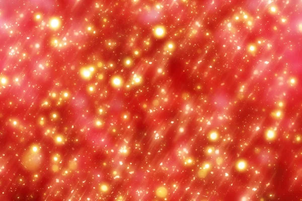 Fond rouge de Noël avec des paillettes or ou des lumières bokeh. Particules défocalisées rondes — Photo