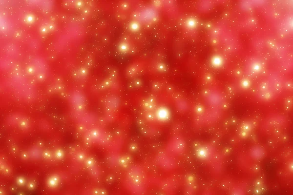 Joyeux Noël fond rouge avec des lumières bokeh or ou paillettes. Particules d'or défocalisées — Photo