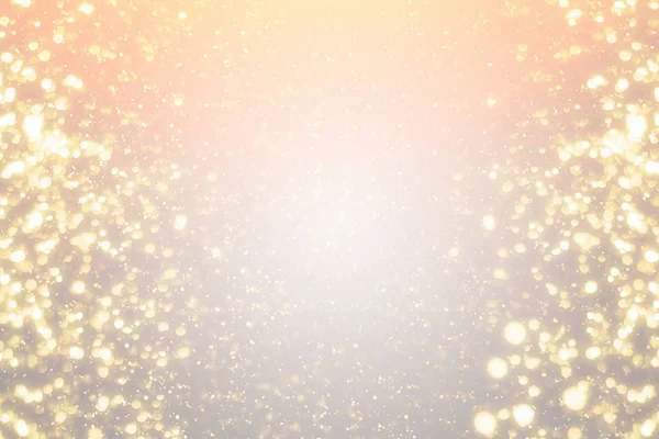 Altın daire bokeh veya yuvarlak glitter şenlikli Gümüş arka plan ışıklar. Noel soyut şablonu
