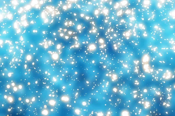 Natal abstrato dourado bokeh brilho luzes no fundo azul. Partículas circulares desfocadas redondas — Fotografia de Stock